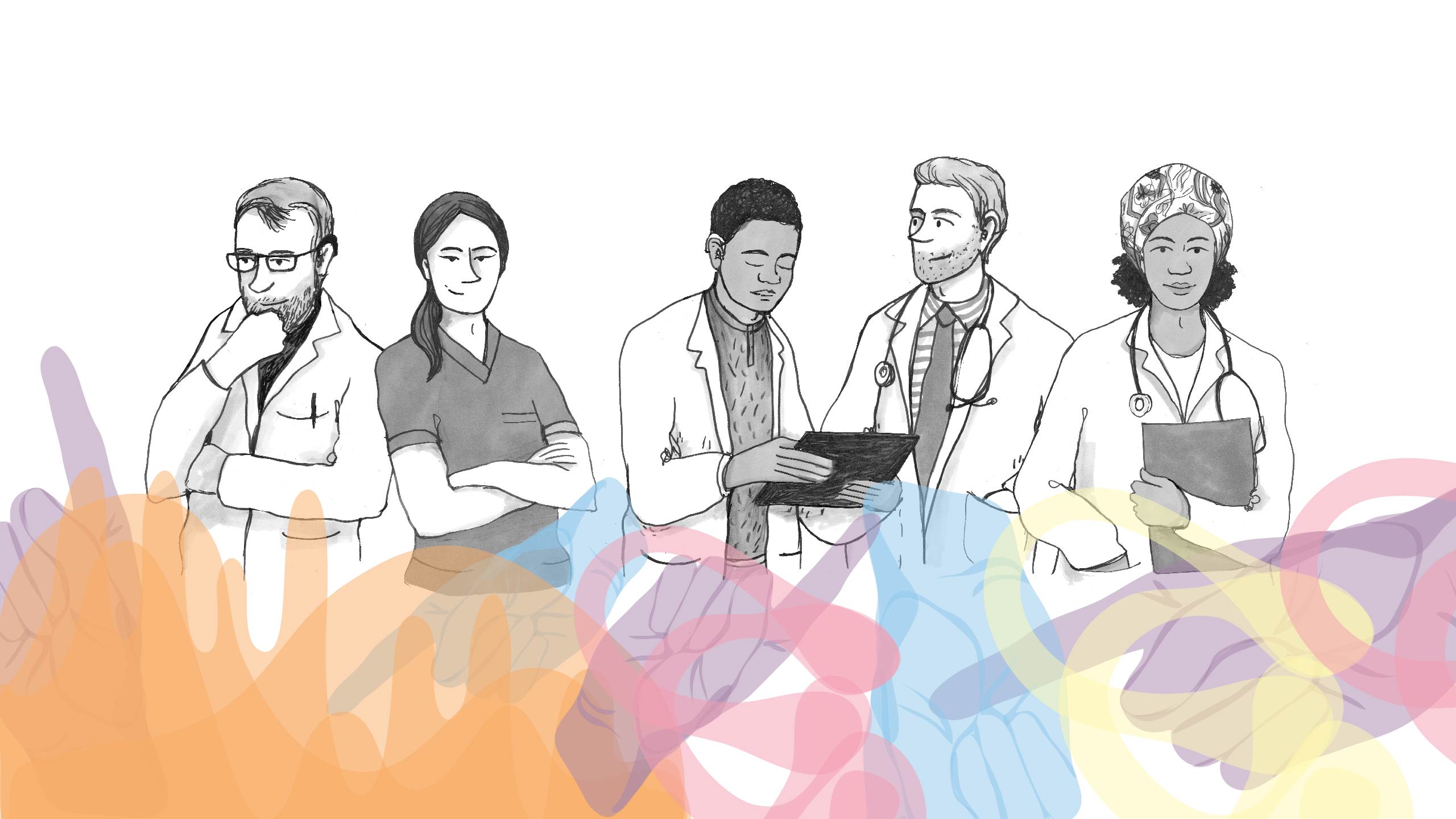 illustratie dove en slechthorende zorgverleners, titel dove en slechthorende zorgverleners