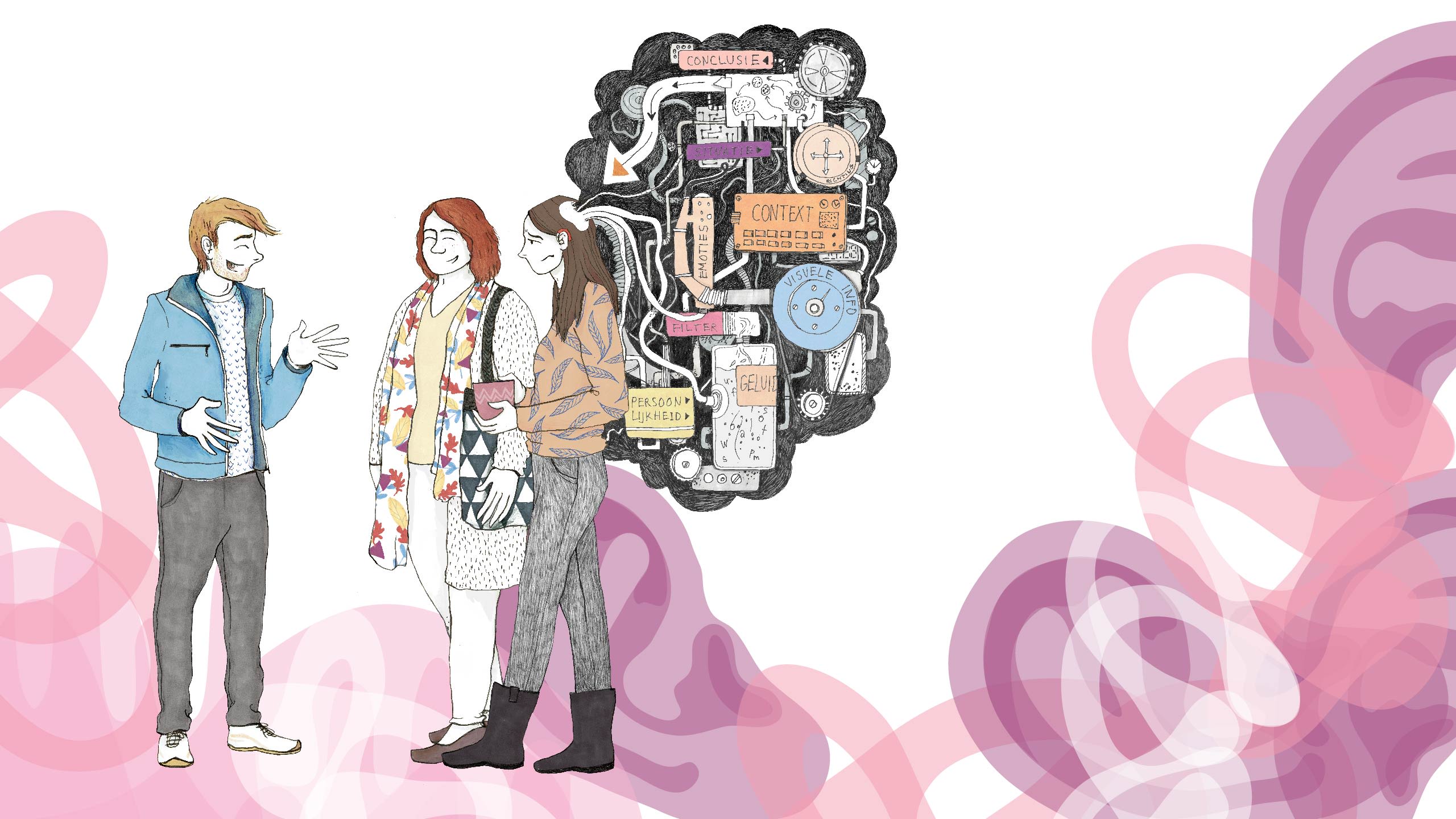 illustratie van hoe geluid bij slechthorenden binnenkomt, titel slechthorendheid