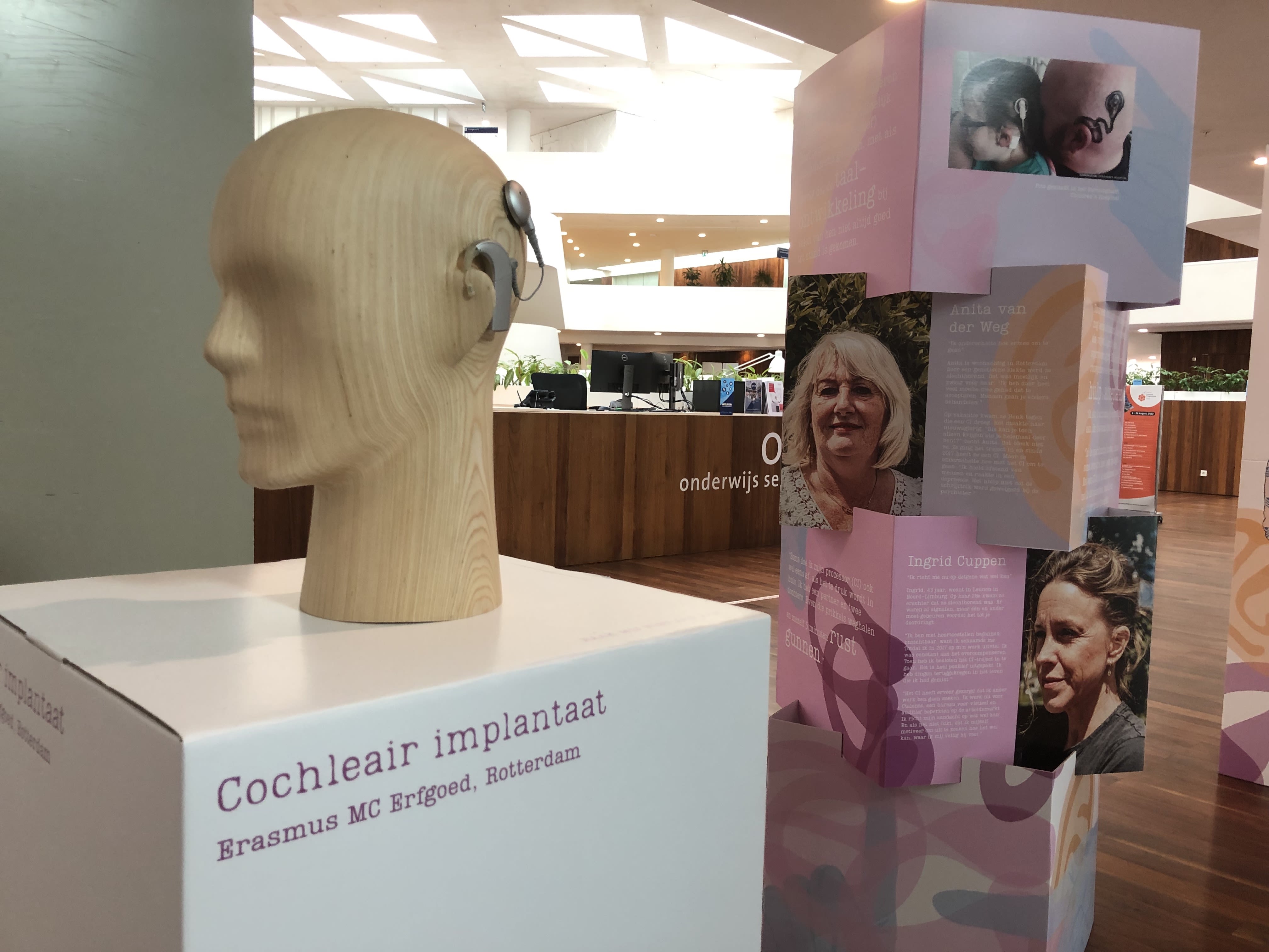 Mannequinhoofd met een cochleair implantaat.